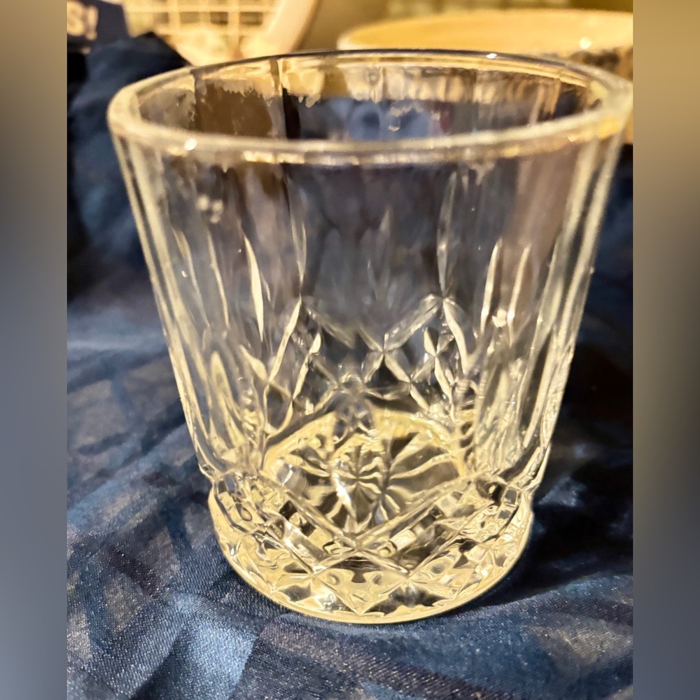 Crystal Rock Clear Glass vintage lowball whiskey Tumbler